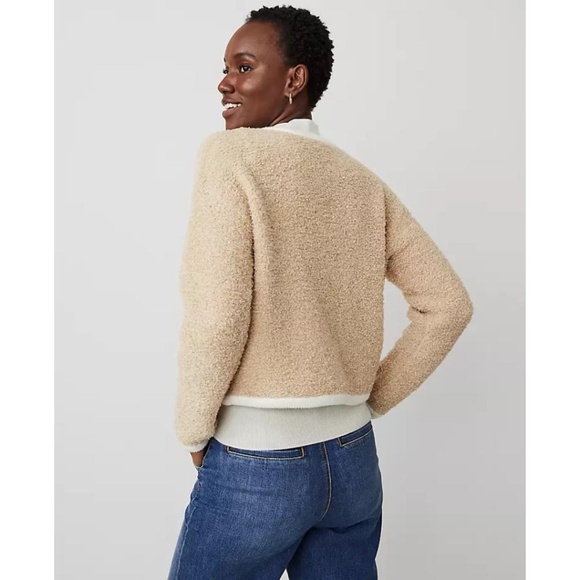 Ann Taylor Boucle Contrast Trim Sweater Jacket NEW - Picture 2 of 9